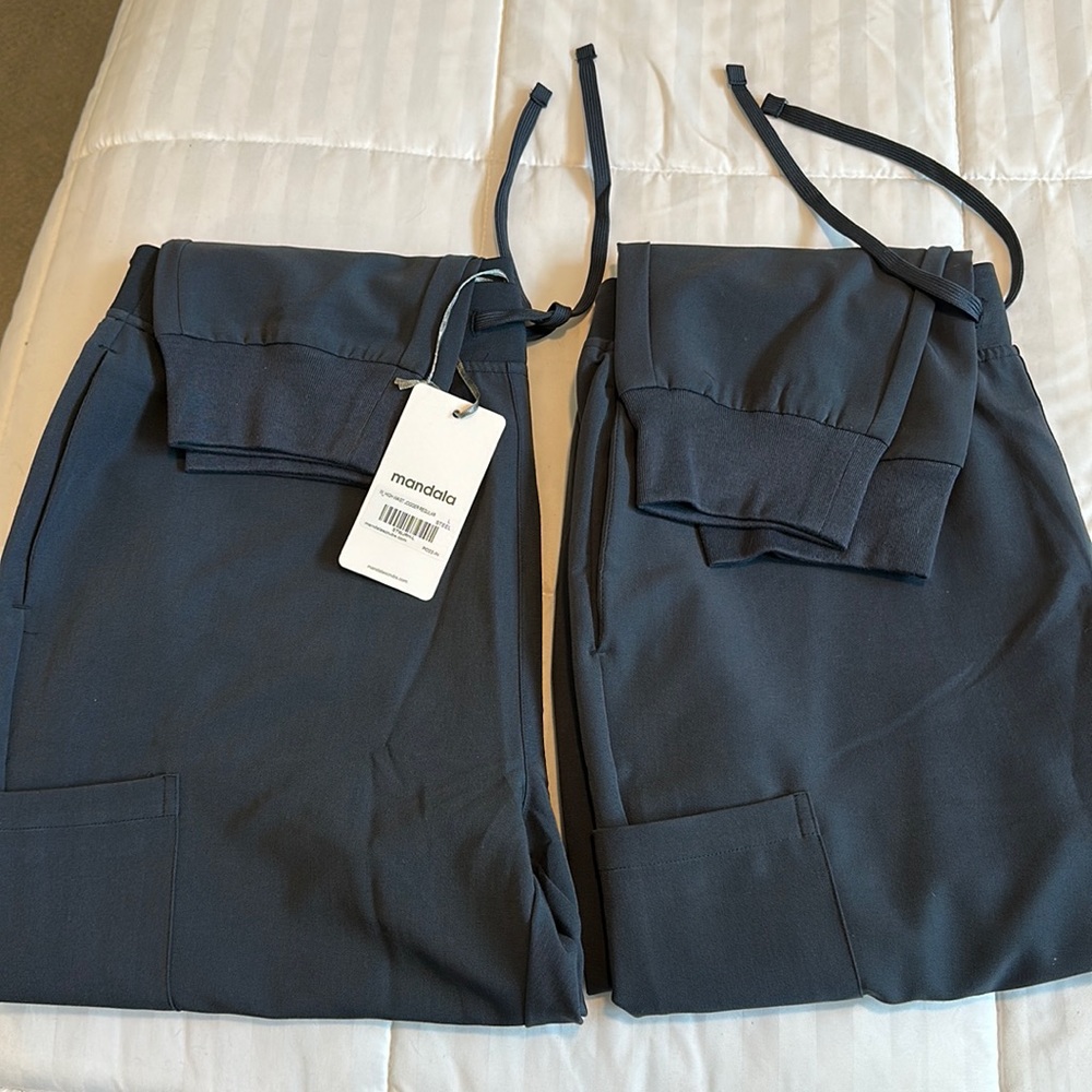 (2) Large Mandala High Waist joggers steel color